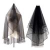 Halloween Black Veil Bridal Lace Tulle Veil Theme Party Performance Headdress Carnival Cosplay Hair Accessories