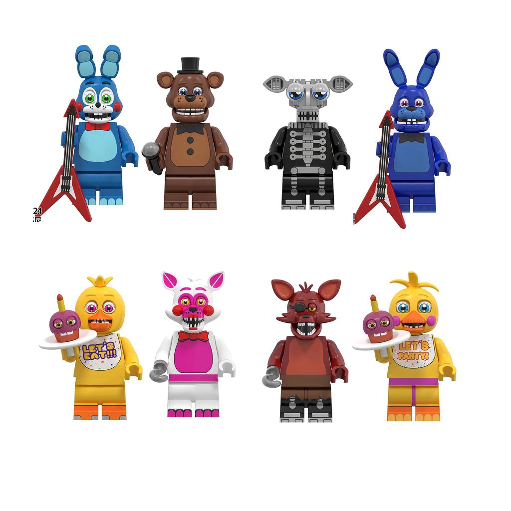 NOWA gra FNAF Nights Figurka Mini Figurki Klocki Szkielet Thriller Zabawki prezent zabawki dla dzieci forma król