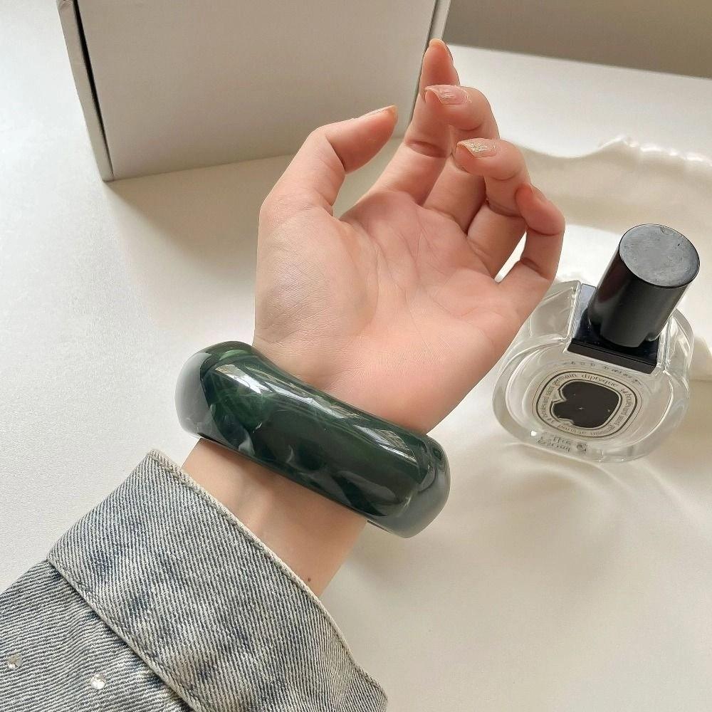 Bohemian Acrylic Bangle Smudging Transparent  Hand Ring Exaggerated Irregular Wide Bracelet  Girls