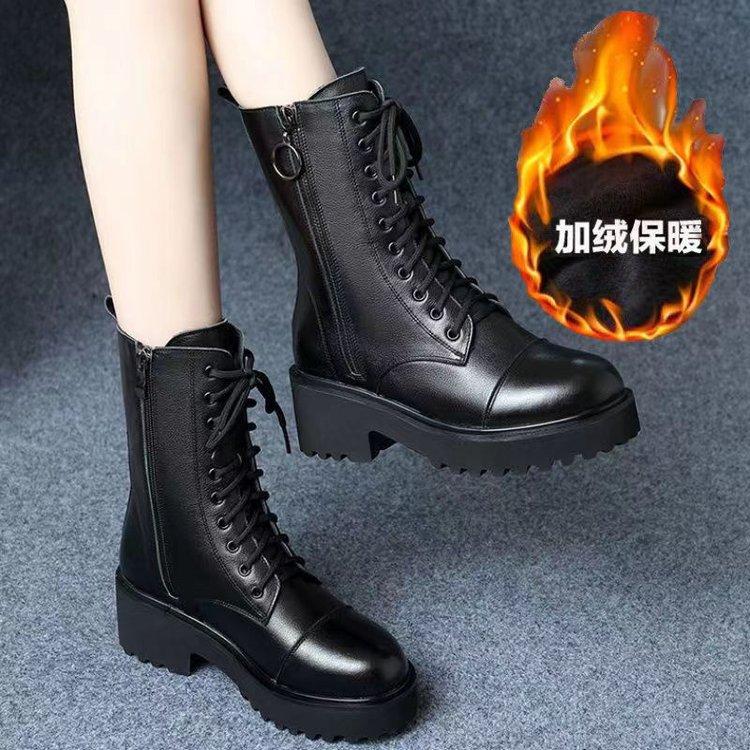 

Женские зимние ботинки Мартин, новые бархатные утепленные хлопковые ботинки, черные ботинки-локомотивы на шнуровке, женские ботинки, тренд 40