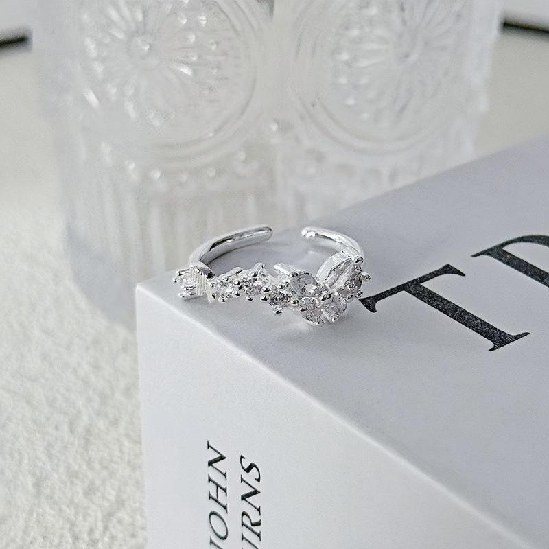 Super Immortal Zircon Butterfly Open Ring Female Simple Personality Temperament Exquisite Elegance Niche High-End Ring