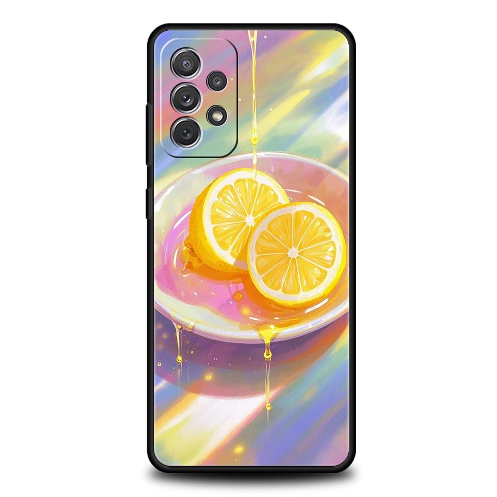 Phone Case for Samsung Galaxy A55 A53 A52 A52S A51 A41 A35 A32 A25 A23 A15 A13 A71 A72 Soft TPU Fresh Summer Fruit Lemon Cherry