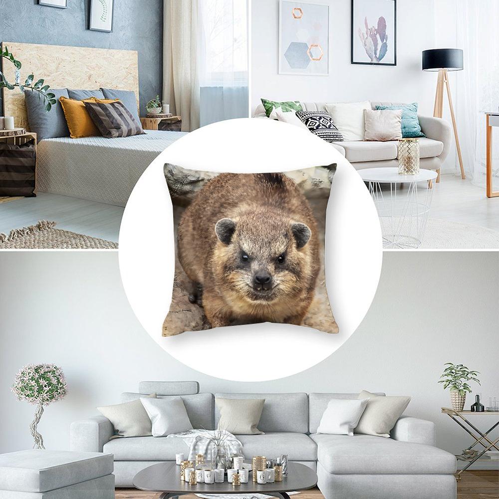 Rock Hyrax Animal Pillow Case Short Plush Pillow Covers Sofa Decorative Gift Home Double-sided Printing Cushion Cover