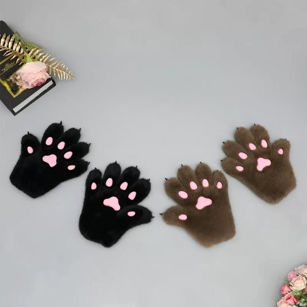 Cartoon Plush Cat Paw Gloves Furry Animal Claw Mittens Cute Cosplay Costume Gloves  Gifts