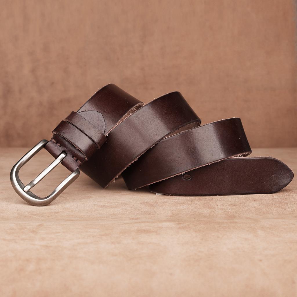 Belt First Layer Cowhide Genuine Leather Business Tree Paste Leather Pin Buckle Retro Belt Middle-Aged And Young Men'S Belt