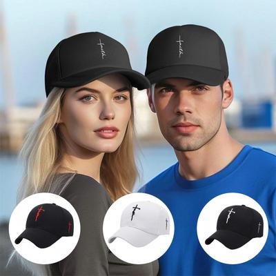 Embroidered Cross Casual Baseball Cap Men's Women's Youth Adjustable Hat
