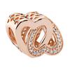 Double Heart Intertwined Design Metal Pendant Women Pendant Rose-Gold 781880CZ