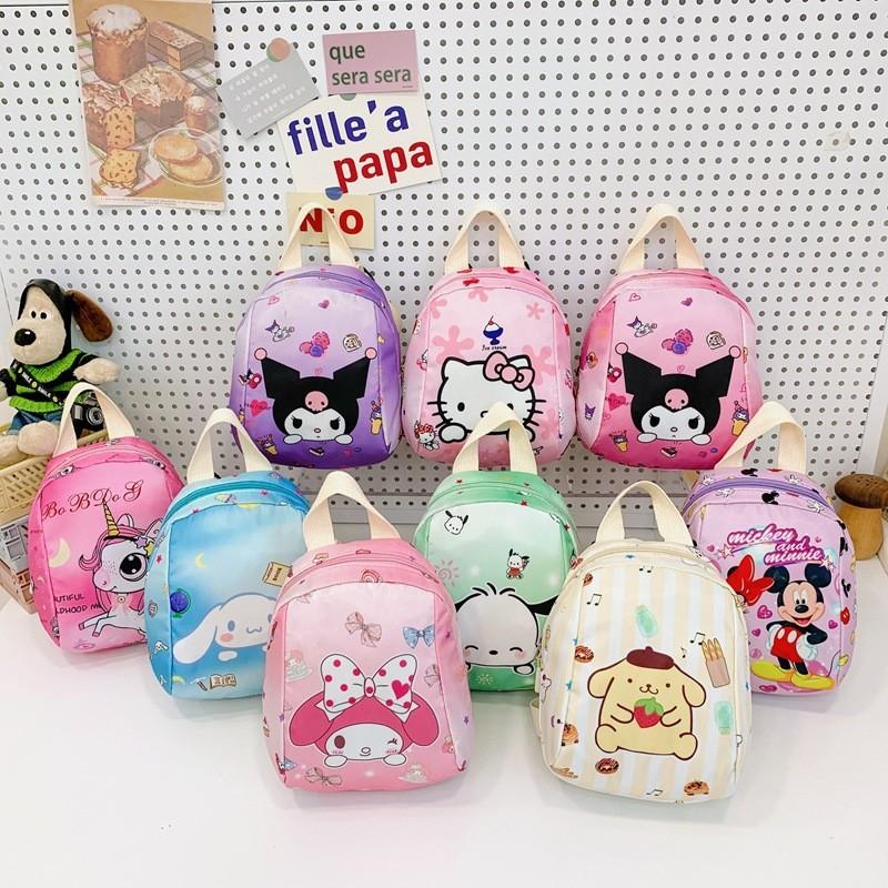 Disney Mickey Minnie Hello Kitty Kuromi My Melody Pattern Children Backpack For Kindergarten Kids