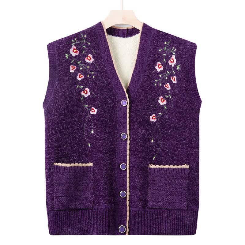 Women's Plus Velvet Knitted Vest Jacket
