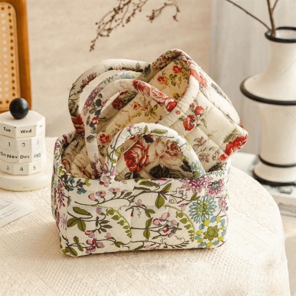 Blumenmuster Aufbewahrungskorb Faltbares Design Wäschekorb Tragetasche Weiche Einkaufstasche Schreibtischaufbewahrung