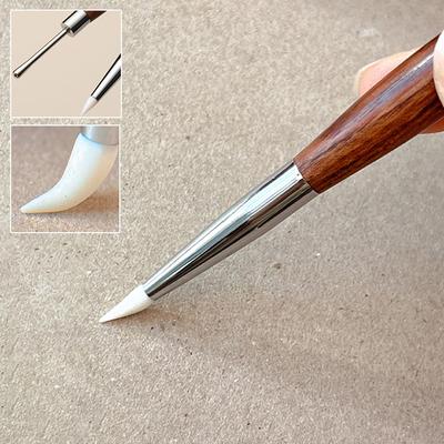 Wood Double Headed Nail Art Brush Carving Flower Painting Pen Diy Manicure Tools Stainless Steel Glue Mixed Pen