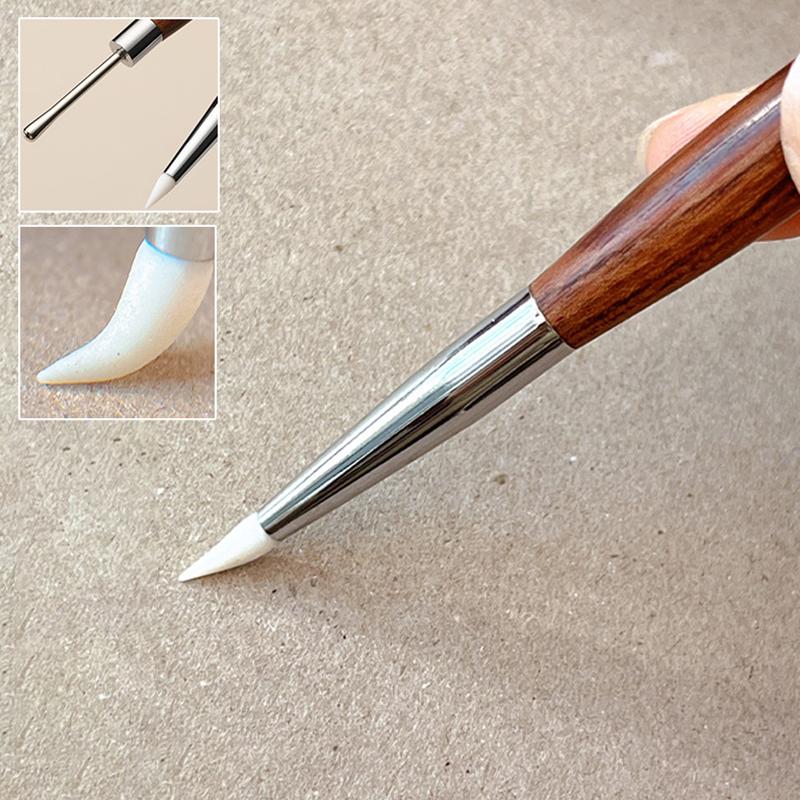 

Wood Double Headed Nail Art Brush Carving Flower Painting Pen Diy Manicure Tools Stainless Steel Glue Mixed Pen