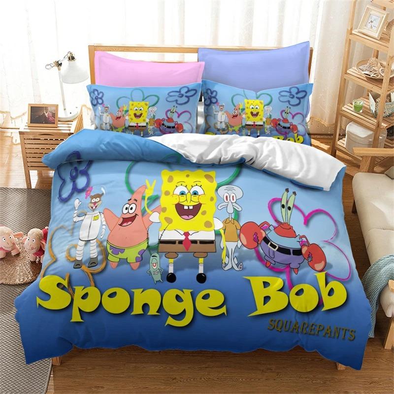 Cute SpongeBob Bedding Sets Exquisite Bed Supplies Set Duvet Cover Bed Comforter Set Bedding Set Luxury Birthday Gift