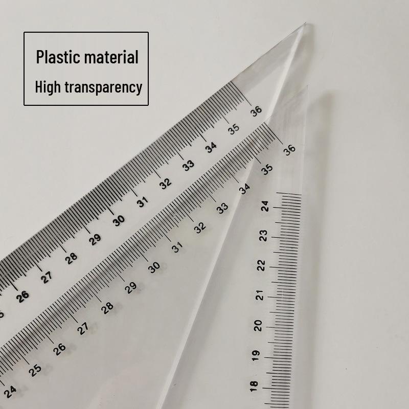 Large Transparent Plastic Triangle Ruler Set (30/40/50 cm) for Drawing and Right Angles