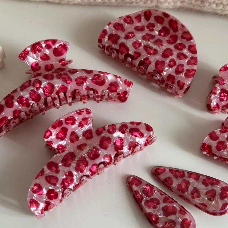 Koreaanse Roze Luipaard Haarklem Hoge Sense Design PVC Haarklem Delicaat Achterkant van het Hoofd Opgestoken Haaienklem Haaraccessoire 2026 Nieuw