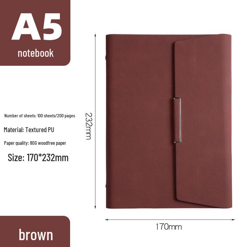 Magnetic Buckle PU Leather Business Notebook with Card Slot - Retro Style, Thickened Pages, Printable Stationery