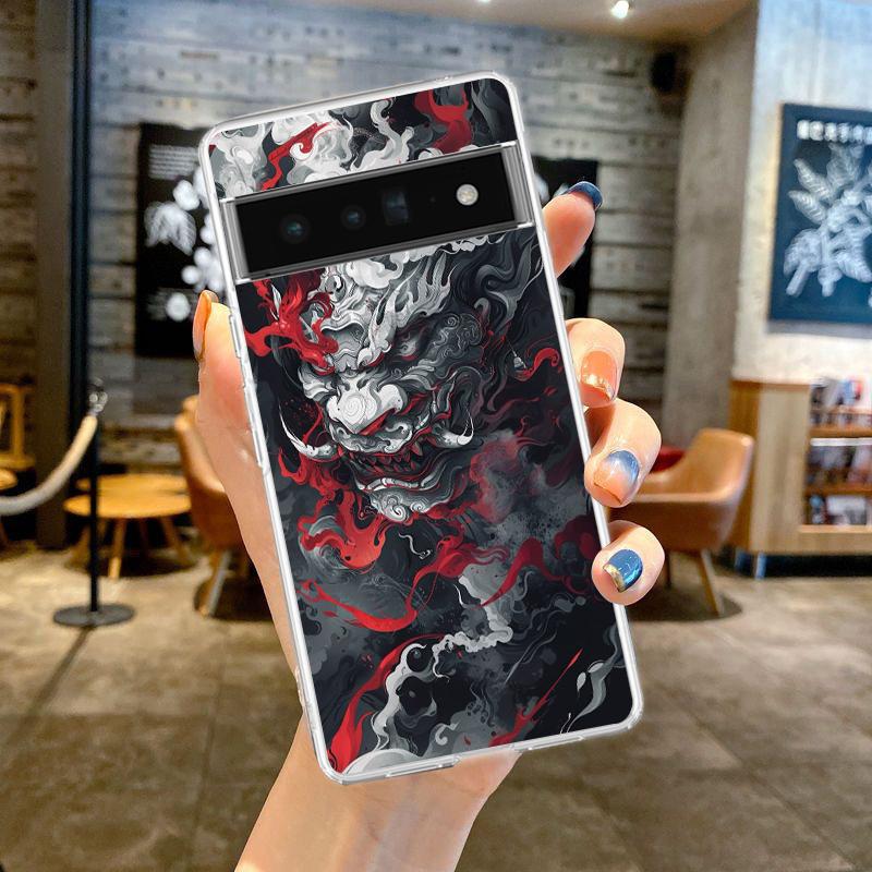 Phone Case For Google Pixel 9 8 7 6 9A 8A 7A 6A 5 4 5A 4A 3A Pro XL Soft Clear TPU Transparent Cover Japanese Samurai Art