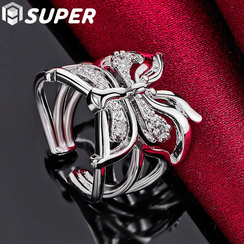 925 Sterling Silver Butterfly AAA Zircon Ring Jewelry