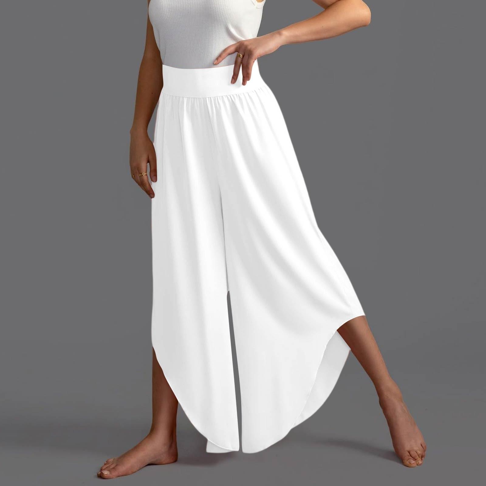 

Брюки для женщин, повседневные летние брюки с эластичной резинкой на талии и карманами XL белый