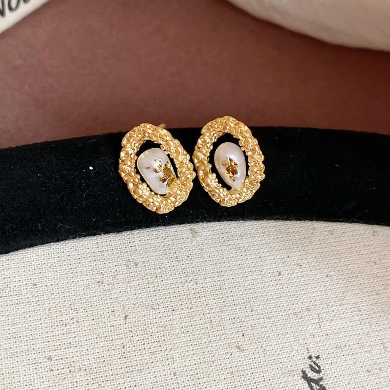 French Silver Needle Diamond Pearl Pendant Earrings Light Luxury Delicate Personality Earrings Design Sense Niche Earrings Women