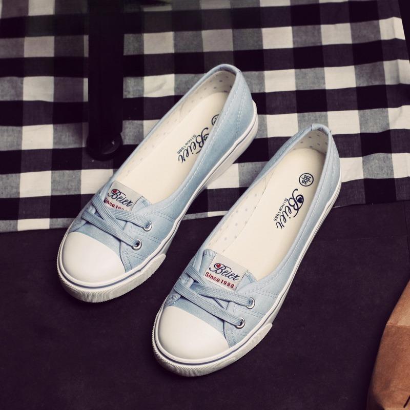 

New Style Breathable Fabric Women s Casual Flat Shoes 35 світло-синій колір