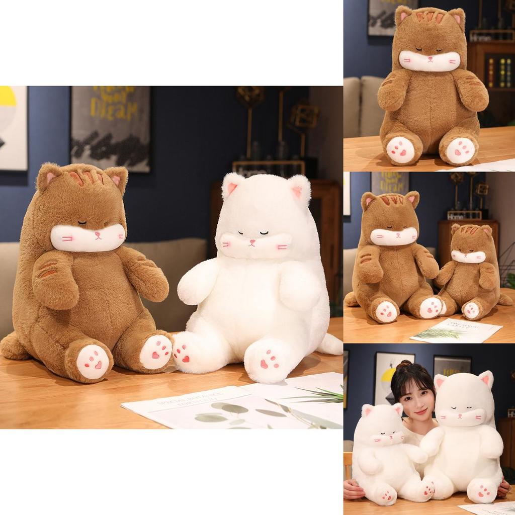 Adorable Cat Plush Pillow Doll Soft Cuddly Kitty Figure Fluffy Stuffed Toy Gift For Girls