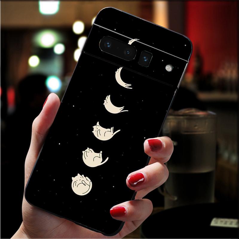 Phone Case For Google Pixel 10 9 Pro XL 9A 8 7 6 Pro Pixel 8A 7A 6A Pixel 8 7 6 5 Cartoon Black Cats Case
