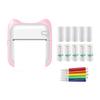 A608P Mini Printer Sticker Maker, Portable Thermal Sticker Printer, Mini Inkless Printer with 10 Roll Paper and 5 Color Pens