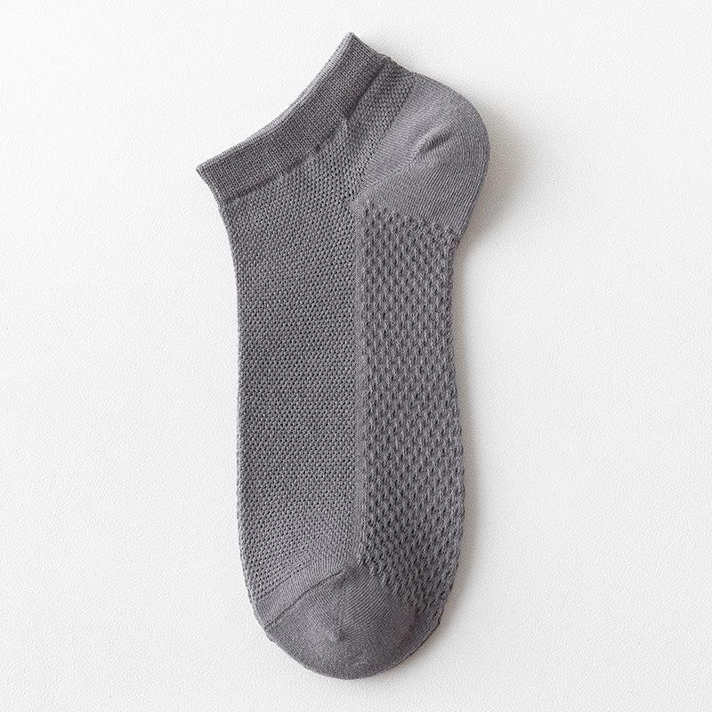 Men's Summer Thin Solid Color Sweat-absorbing and Odor-proof Short Socks, Pure Cotton Breathable Thin Mesh Business Short Socks