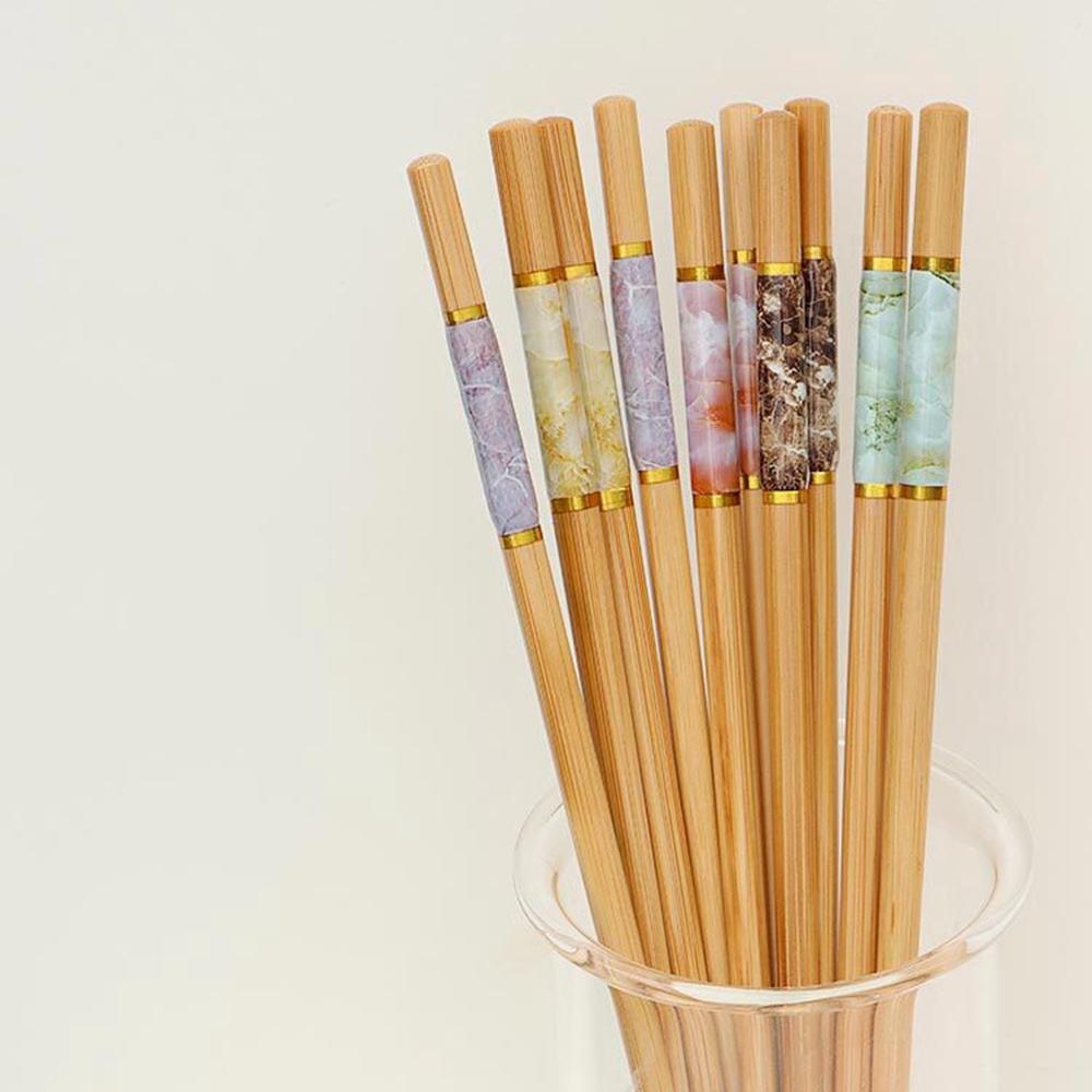 5Pairs Bamboo Sushi Anti-skid Rice Tableware Dinnerware Set Chopsticks Kitchen Supplies