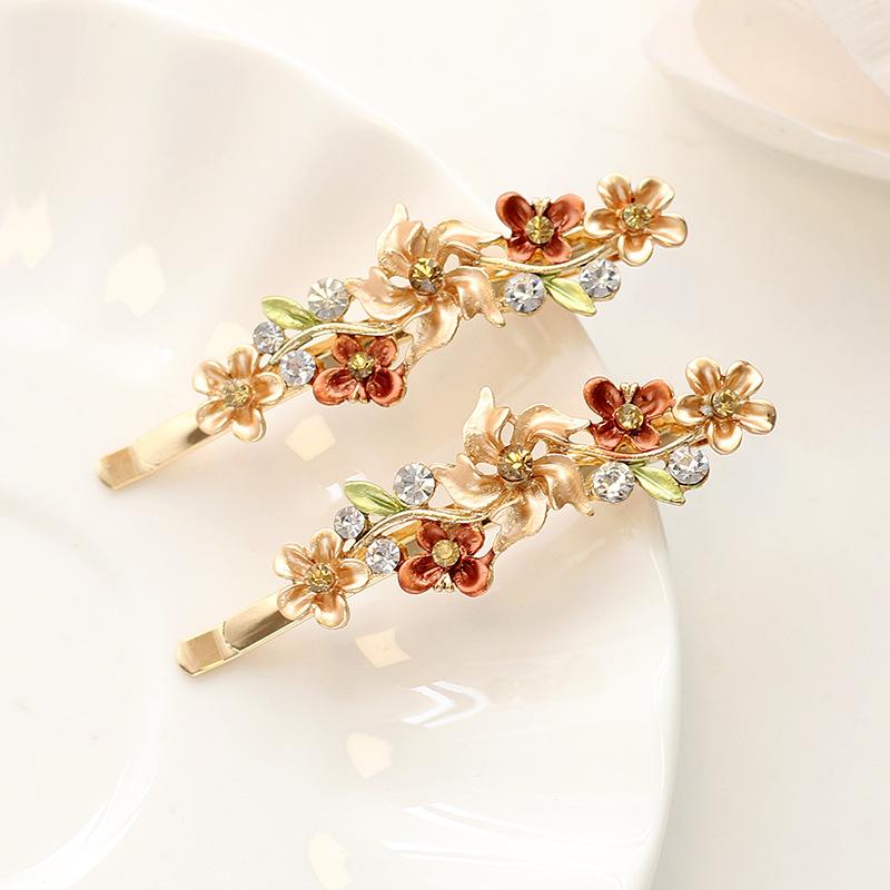 Alloy Color Flower Hair Accessories Girl Hairpin One-Word Hairpin Premium Side Bangs Clip Hairpin