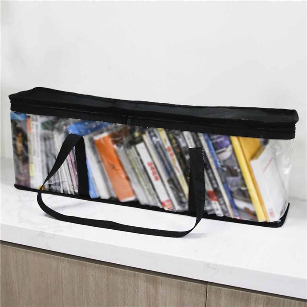 Storage Bag DVD Books Transparent Portable Dust-Proof Boxes Protective Casing Desk Organizer Clear Home Office