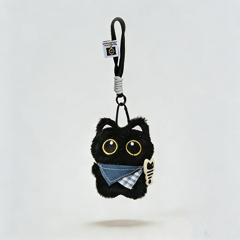 Portachiavi Peluche Gatto Nero Giocattolo Per Bambini E Adolescenti Regalo Carino Accessorio Animale