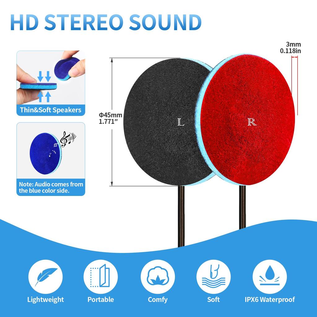 MMUSS Sleep Pillow Speaker with Replacement Headband for Sleep Wired Brown 2023 Version Ultra-Thin Stereo, Headphones, 3.5 Interface,