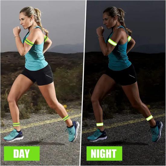 High Visibility Armbands, Elasticated Ankle Bands Hi Vis Reflective Running Armbands Wristbands Reflector Strips Safety Bands