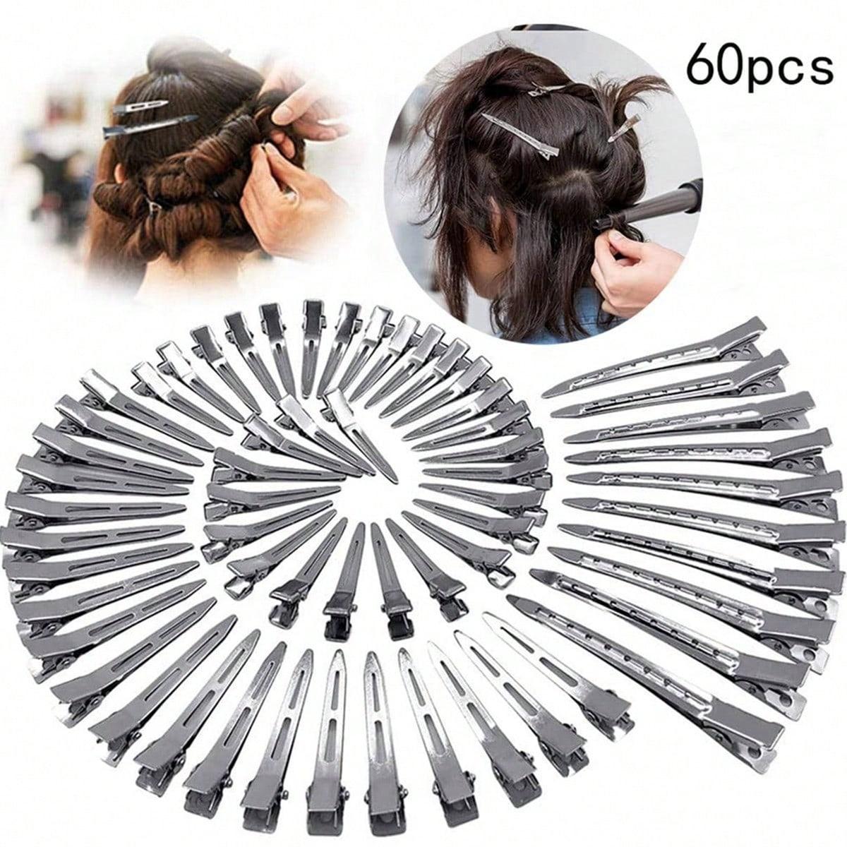 

60 Pieces Metal Duckbill Hair Clips Curling Hair Styling Tools Rabbit Fur Root Hairdressing Salon Hair Cutting Styling Tools