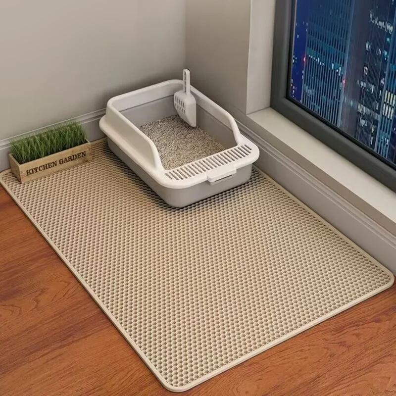 60CMX90CM Podložka pod kočičí stelivo Vodotěsná Dvouvrstvá Podložka pod kočičí záchod Podložka pro domácí mazlíčky Kočičí podložka Protiskluzová Písek Kočka Omyvatelná podložka Čistota domácích mazlíčků