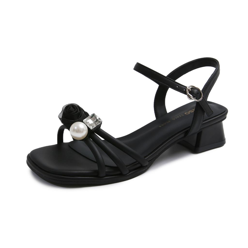 Fashion 2025 New Style Fashionable Sandals Soft-soled Comfortable Women's Shoes Open-toe Roman Shoes Non-tiring Mid-heel Sandals