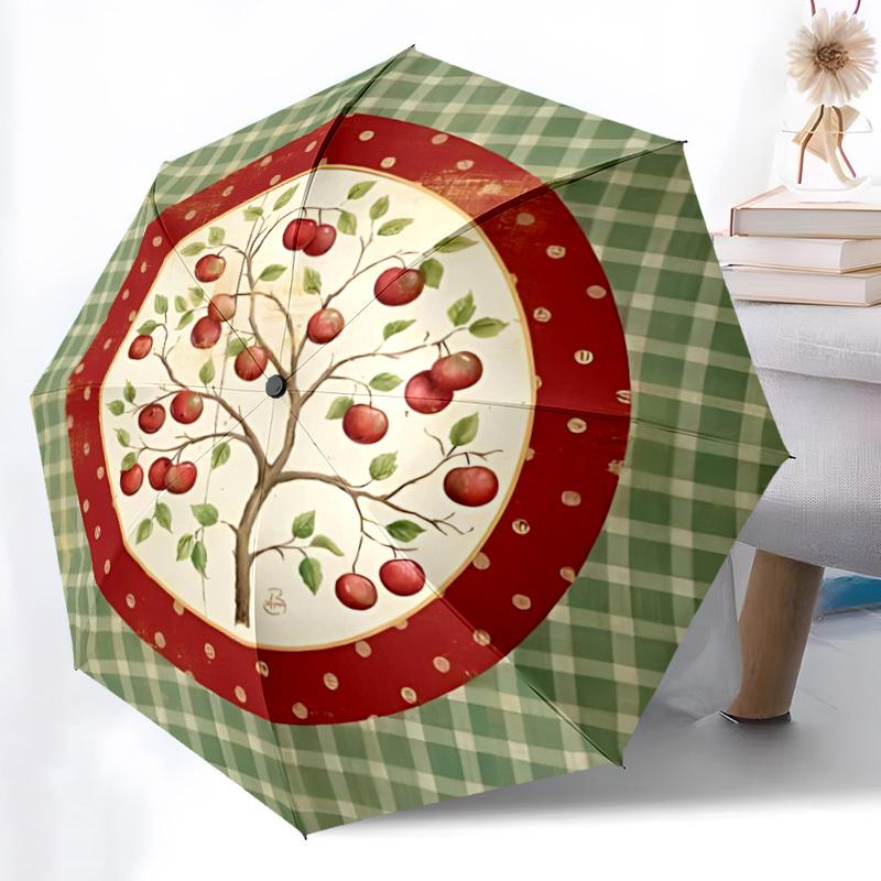 1pc Apple OrchardAutomatic Open/close Folding Umbrella, Compact Portable Travel Umbrella, Perfect Birthday/Holiday, Cute Umbrella y034