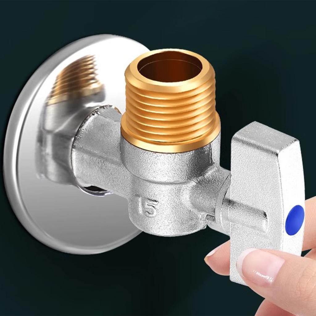 Brass Angle Stop Valves 1/2" Inlet Outlet Double Hot Cold Valves Simple Installation for Kitchen Bathroom Plumbing