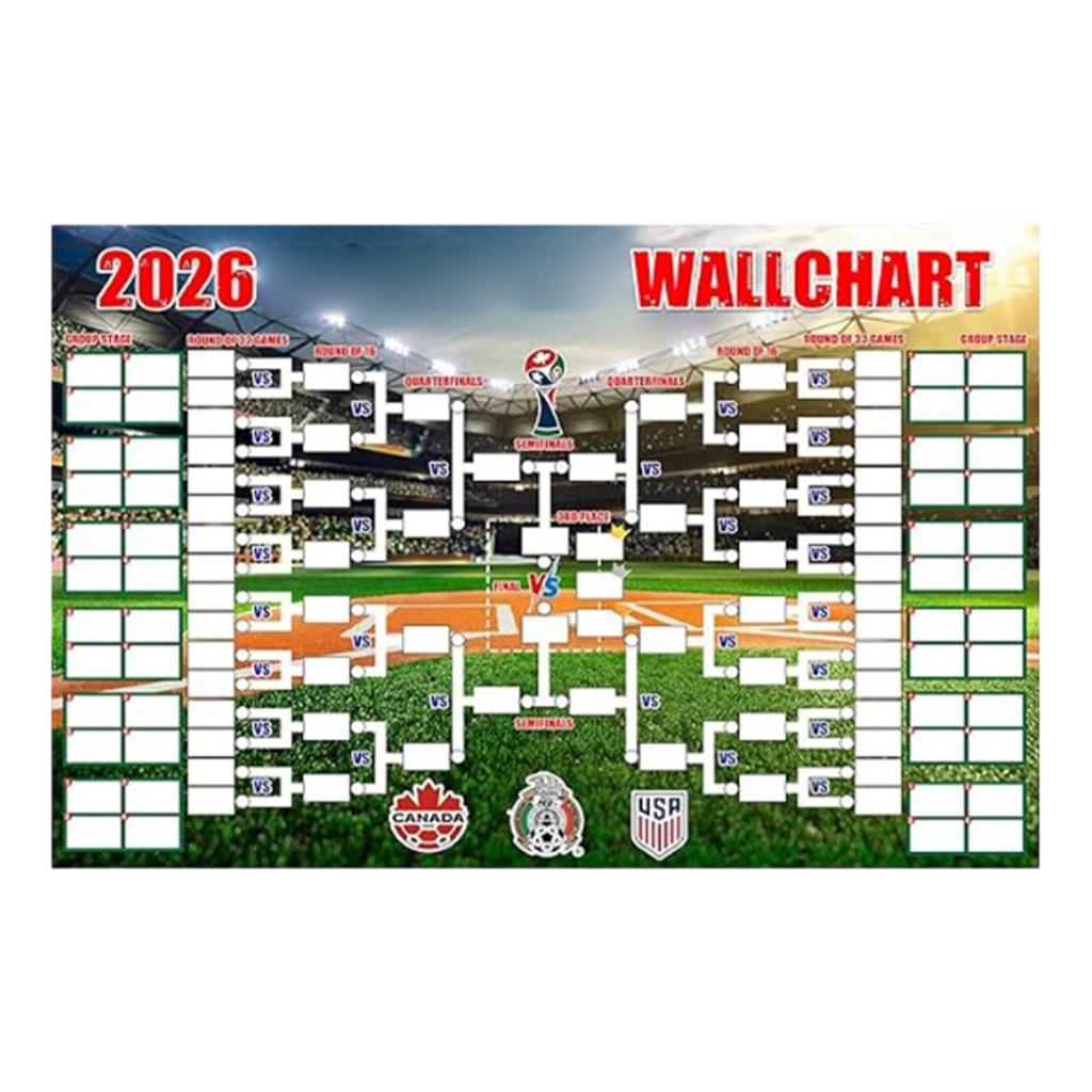 Plakát s rozpisem 2026, Polyesterová nástěnná tabule a Vitrína na trofeje Fotbalový banner Pro mezinárodní párty Dekorace Bar a dárky pro fanoušky