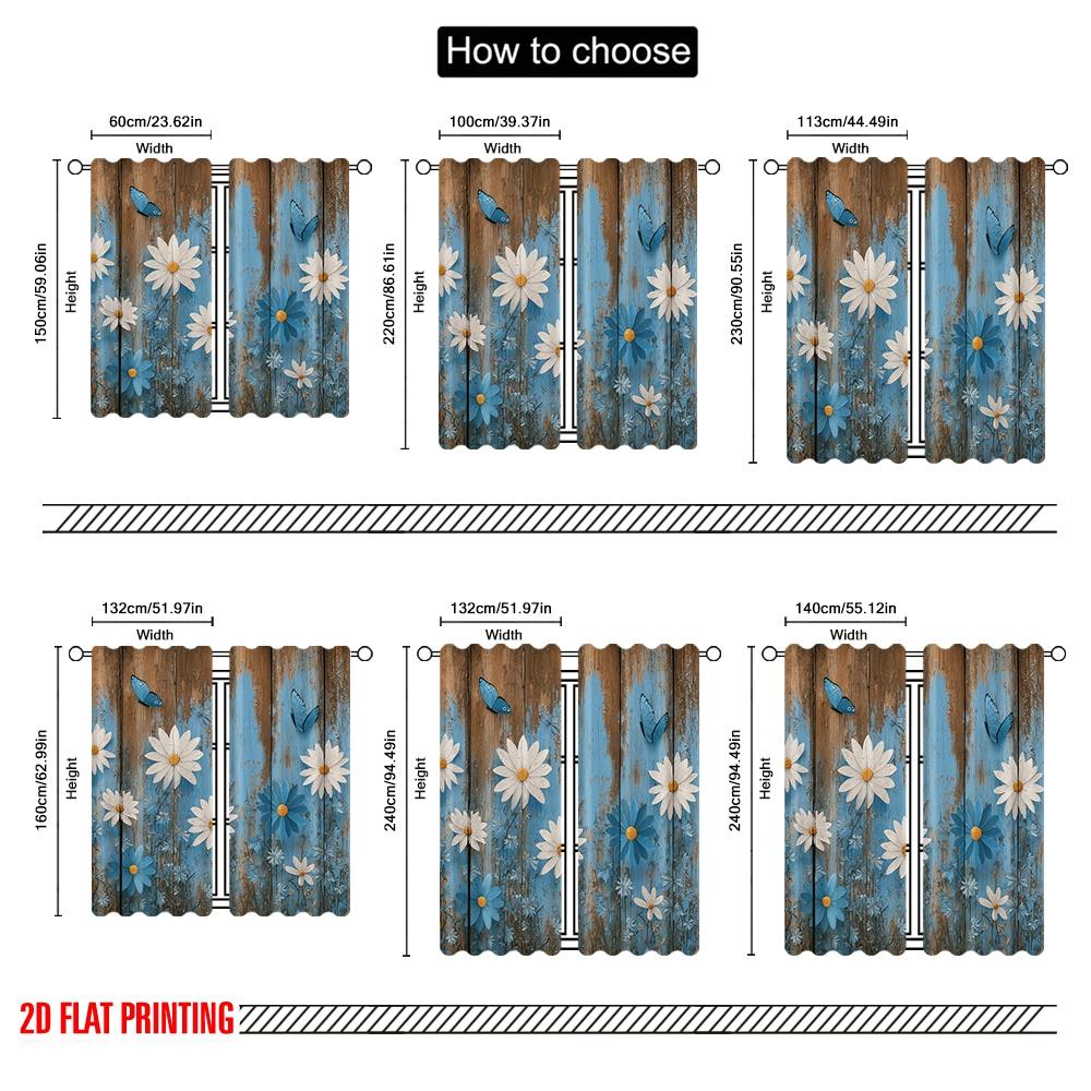 2pcs,2D plane printing Creative Curtains Rustic Blooms(1) Polyester Easy Install (without rod) Holiday Use for Living Room and