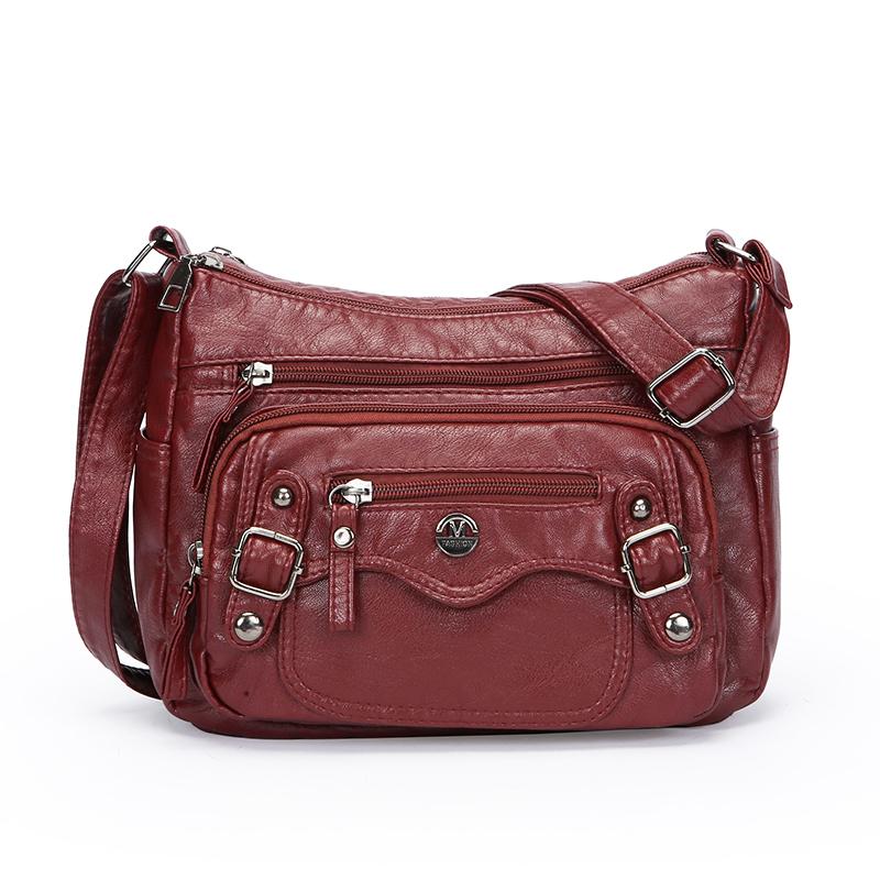 Skulderveske Stor Kapasitet Flerlags Mykt Skinn Dameveske Middelaldrende Og Eldre Morsveske