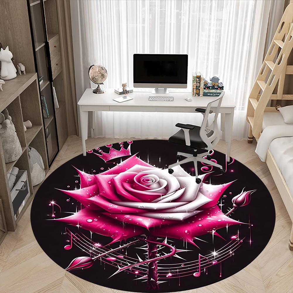 1pc Rose Music Note Chair Carpet for Office Machine Washable Rug for Office, Good Gift for Family or Friends yy251225253