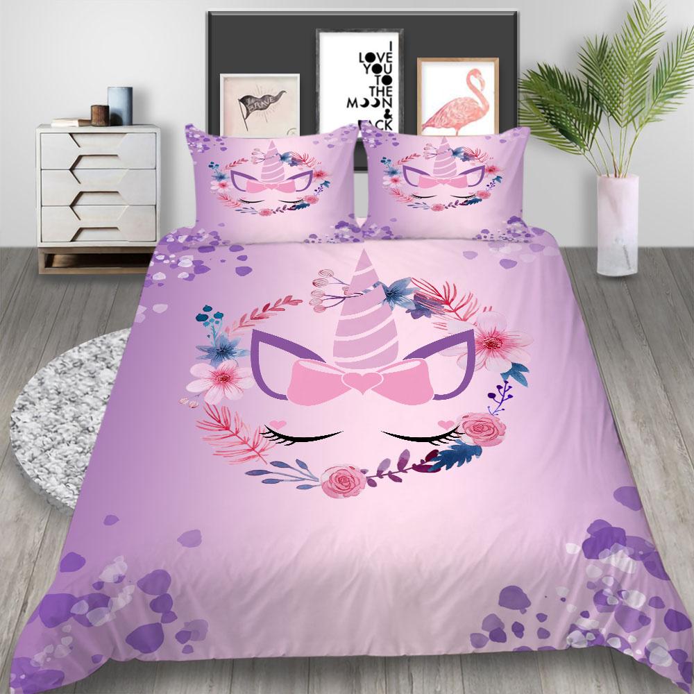 2023 New Style Unicorn Pattern Bed Cover Set Soft Home Textiles Bedding Suit with Pillowcase Boy Man Duvet Covers Girls Comforter Cover Suit