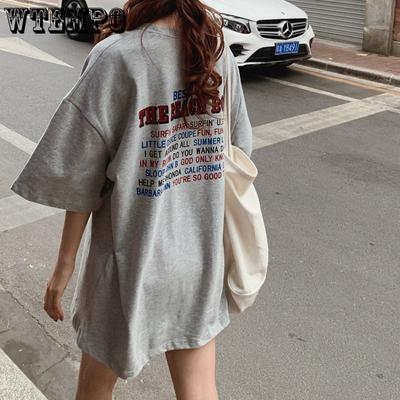 Damen Lässig Locker Basic Buchstaben Bedruckte Oberteile All-Match College Stil Straße Weiblich Kurzarm T-Shirts