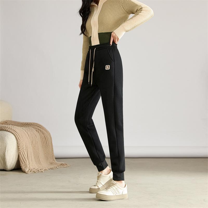 Winter Autumn Warm Women Pant Fashion High Waist Thick Loose Pants Solid Color All-Match Plush Sweatpants