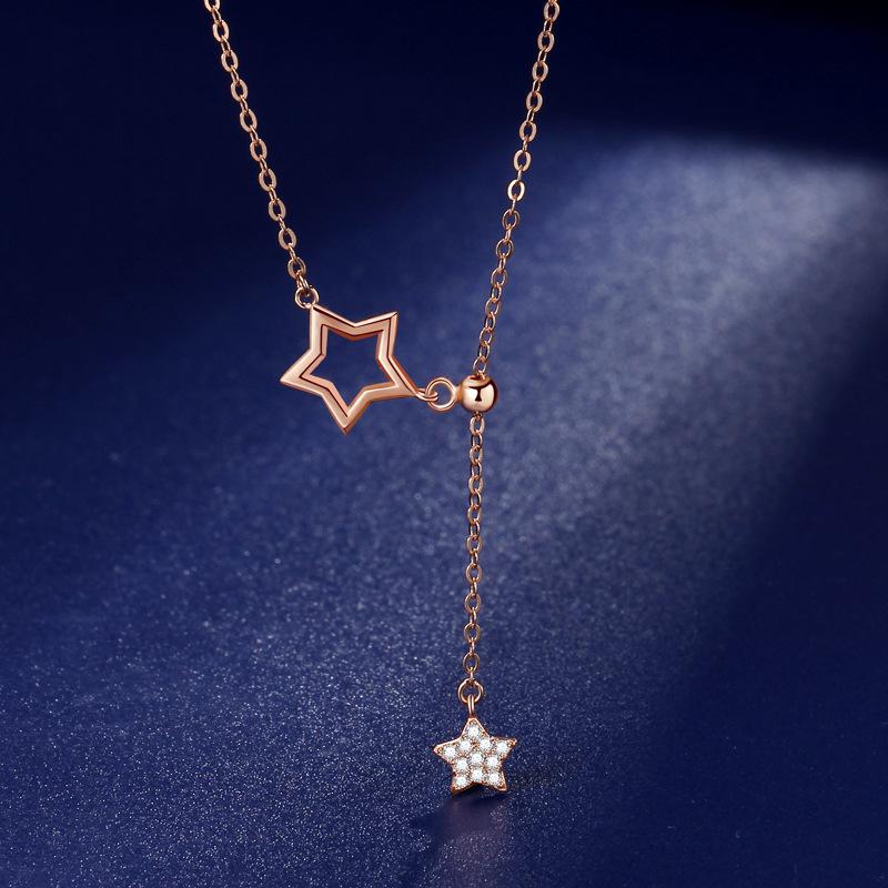 

Ожерелье женская пентаграмма кулон ins нишевый дизайн чувство бриллиантовая телескопическая ключичная цепочка модные украшения