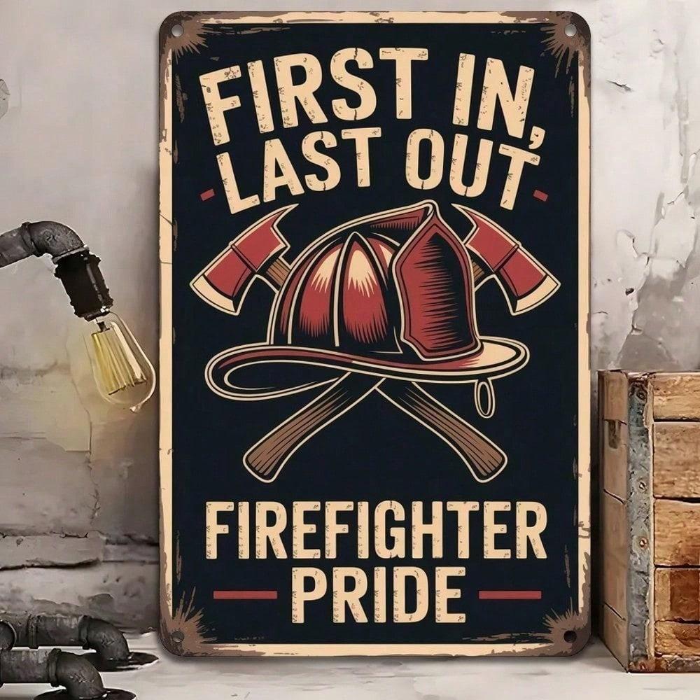 Firefighter Pride Vintage Tin Sign 8x12 Inch Wall Art for Garage Bar Home Decor