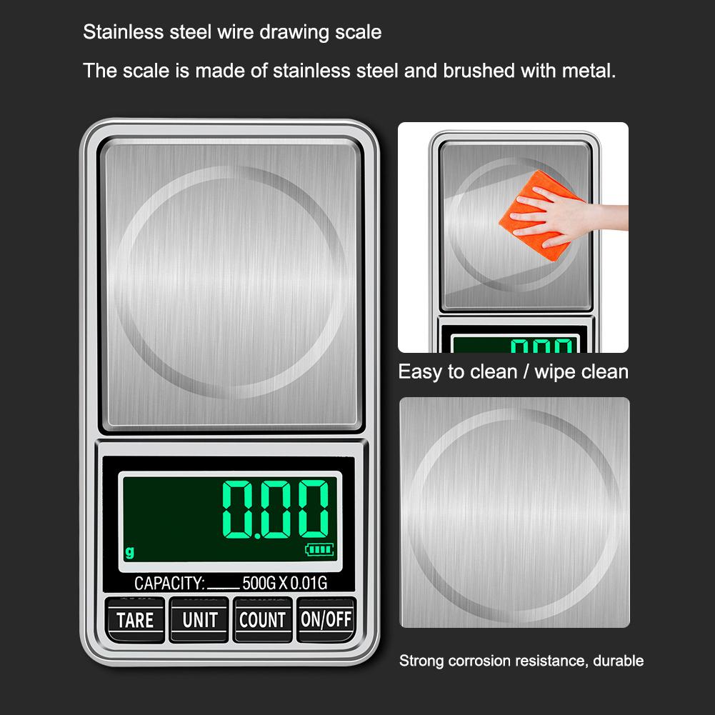Portable Electronic Jewelry Scale 0.01g 100g/200g/300g/500g/1000g USB Plug-in Pocket Scales